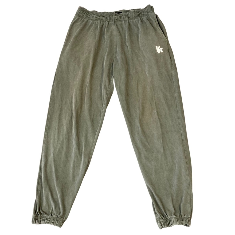 YoungLA Mens Joggers Washed Sage Green Logo Sweatpants Large